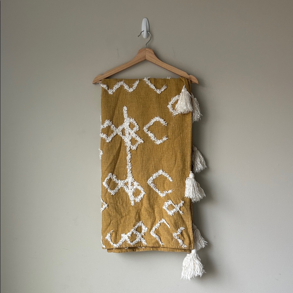 Urban Outfitters Mustard and White Tufted Throw